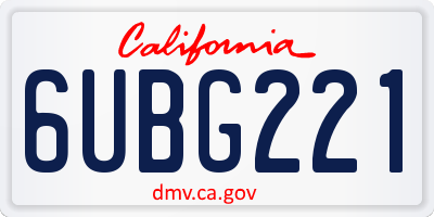 CA license plate 6UBG221