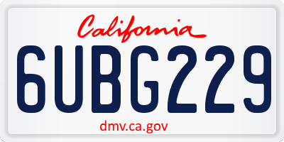 CA license plate 6UBG229