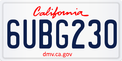 CA license plate 6UBG230