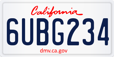 CA license plate 6UBG234
