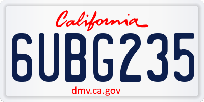 CA license plate 6UBG235