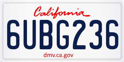 CA license plate 6UBG236