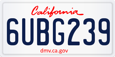 CA license plate 6UBG239