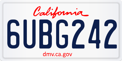 CA license plate 6UBG242