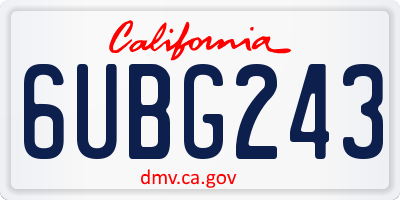 CA license plate 6UBG243