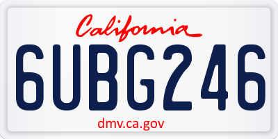 CA license plate 6UBG246