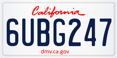 CA license plate 6UBG247