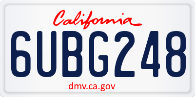 CA license plate 6UBG248
