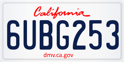 CA license plate 6UBG253