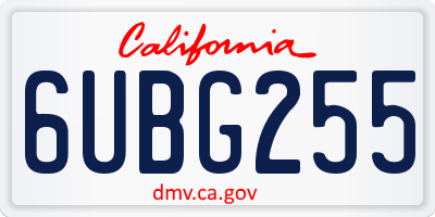 CA license plate 6UBG255