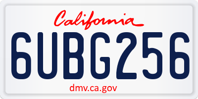 CA license plate 6UBG256