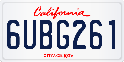 CA license plate 6UBG261
