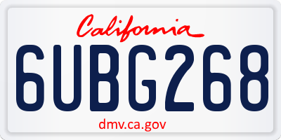 CA license plate 6UBG268