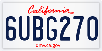 CA license plate 6UBG270