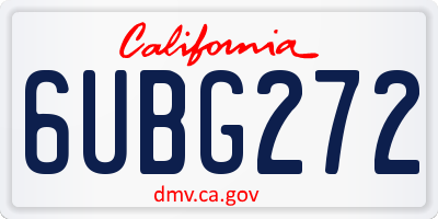 CA license plate 6UBG272