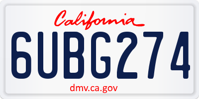 CA license plate 6UBG274