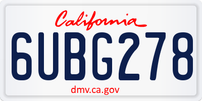 CA license plate 6UBG278