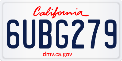 CA license plate 6UBG279