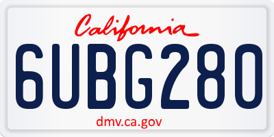 CA license plate 6UBG280
