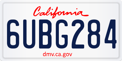 CA license plate 6UBG284