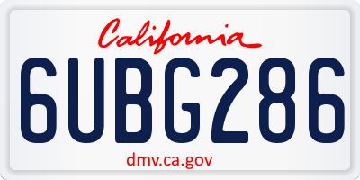 CA license plate 6UBG286