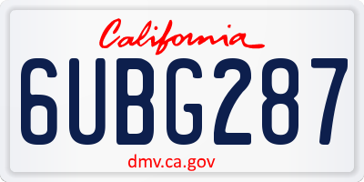 CA license plate 6UBG287