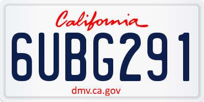 CA license plate 6UBG291
