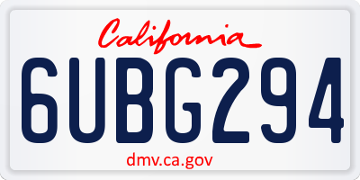 CA license plate 6UBG294