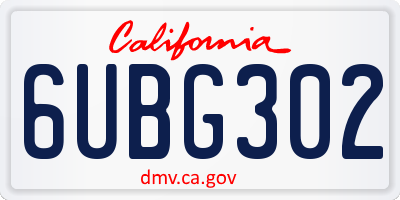 CA license plate 6UBG302