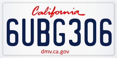 CA license plate 6UBG306