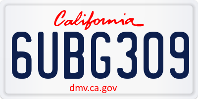 CA license plate 6UBG309