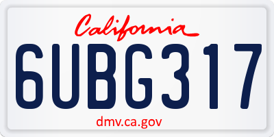 CA license plate 6UBG317