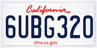 CA license plate 6UBG320