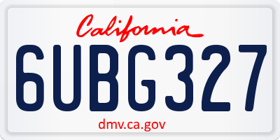 CA license plate 6UBG327