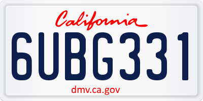 CA license plate 6UBG331