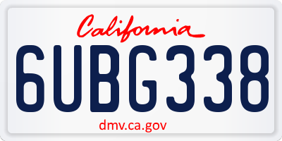 CA license plate 6UBG338