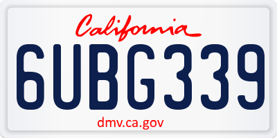 CA license plate 6UBG339