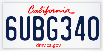 CA license plate 6UBG340
