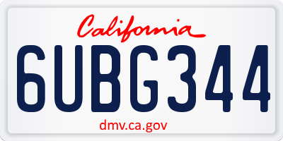 CA license plate 6UBG344