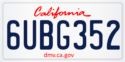 CA license plate 6UBG352
