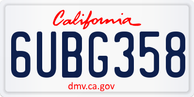 CA license plate 6UBG358