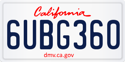 CA license plate 6UBG360