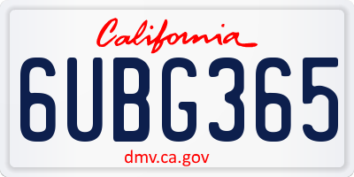 CA license plate 6UBG365