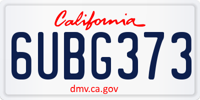 CA license plate 6UBG373