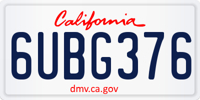 CA license plate 6UBG376