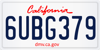 CA license plate 6UBG379