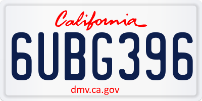 CA license plate 6UBG396