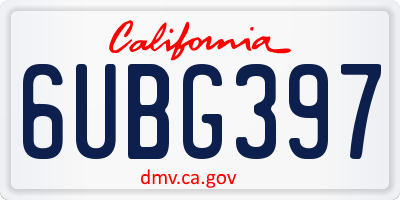 CA license plate 6UBG397