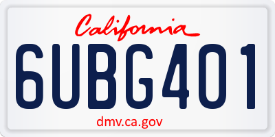 CA license plate 6UBG401