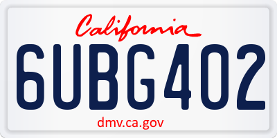 CA license plate 6UBG402